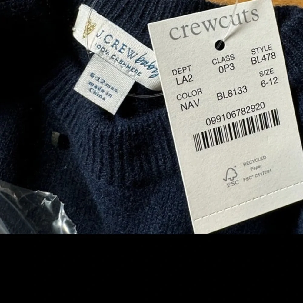 NWT J Crew Crewcuts Baby Boy 100% Cashmere One Piece Navy Winter Holiday‎